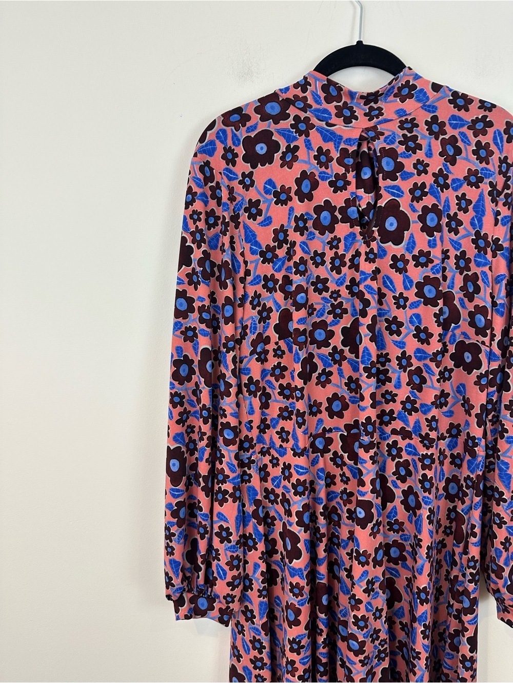 Eloquii Floral Long-Sleeve Midi Dress in Pink and Blue Tie Back Size 16 - Picture 3 of 7